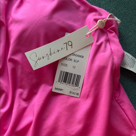 Sunshine 79 Women's Standard High Neck One Piece Swimsuit in Pink - Picture 3 of 6